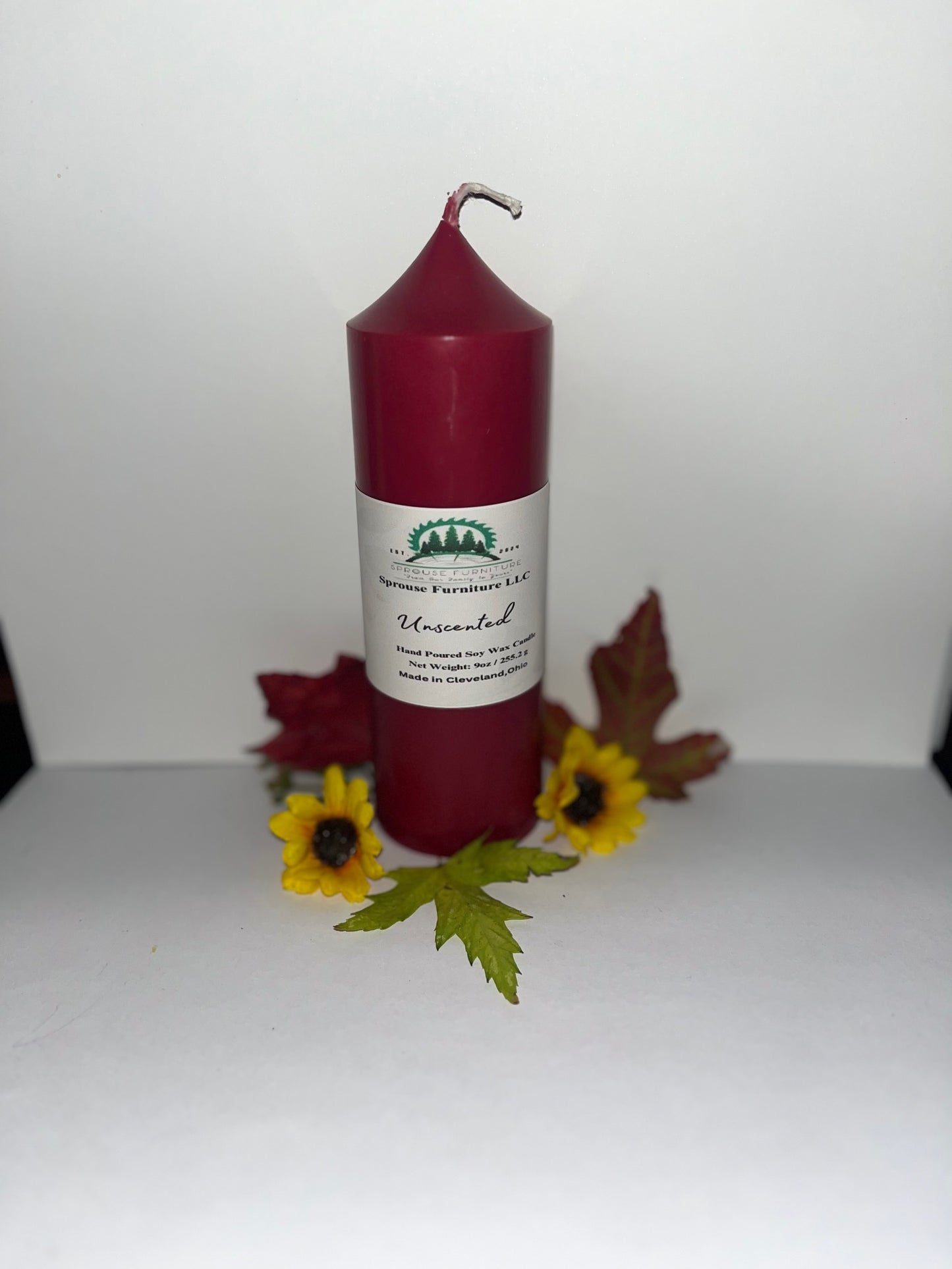 9.0oz tall unscented soy pointed pillar candle