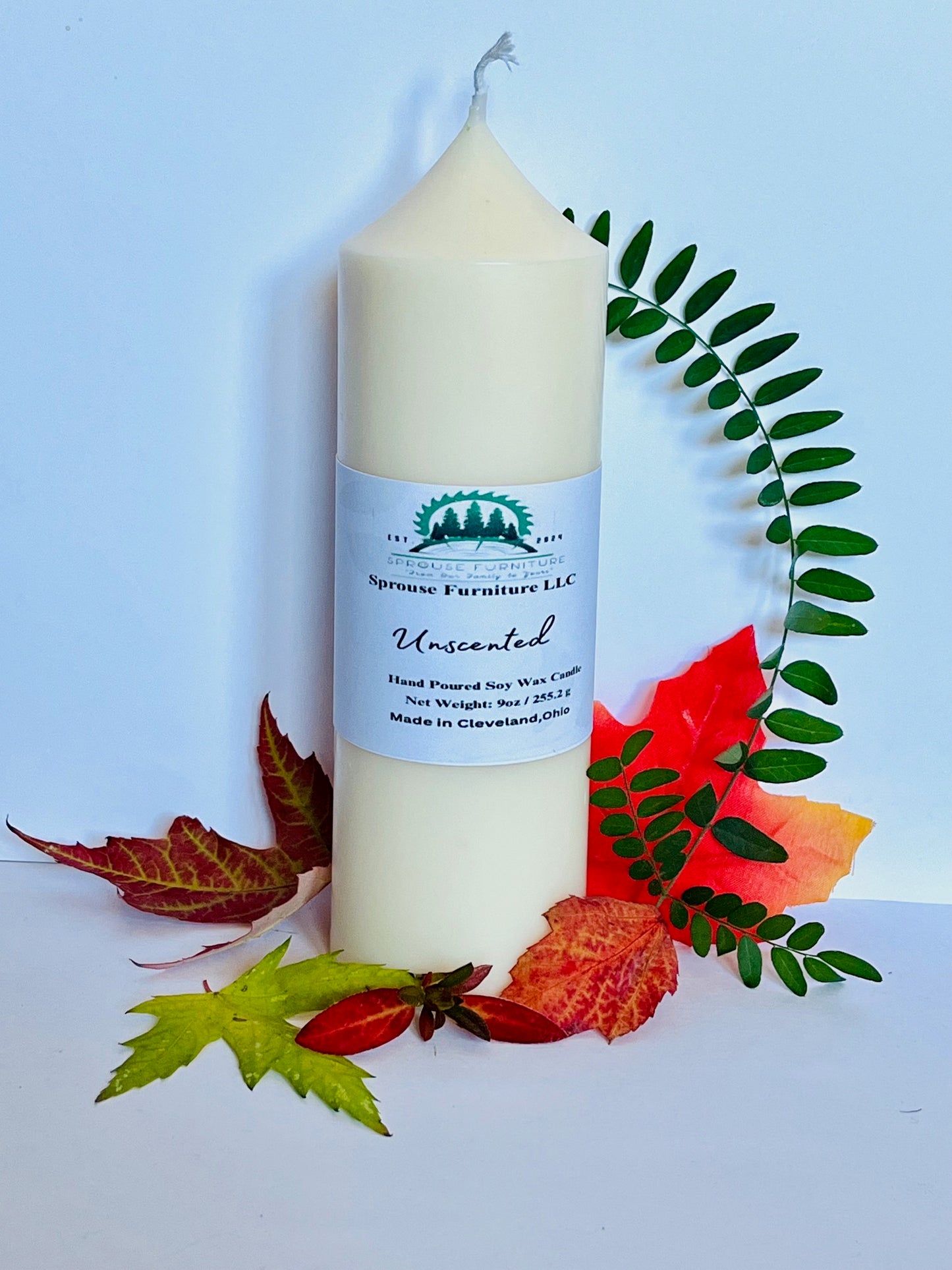 9.0oz tall unscented soy pointed pillar candle