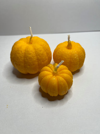 Spiced Pumpkin Bread- Handcrafted 100 % Soy Wax Orange 3 pc Pumpkin Candle Set (Scented) CD-0018-SPB