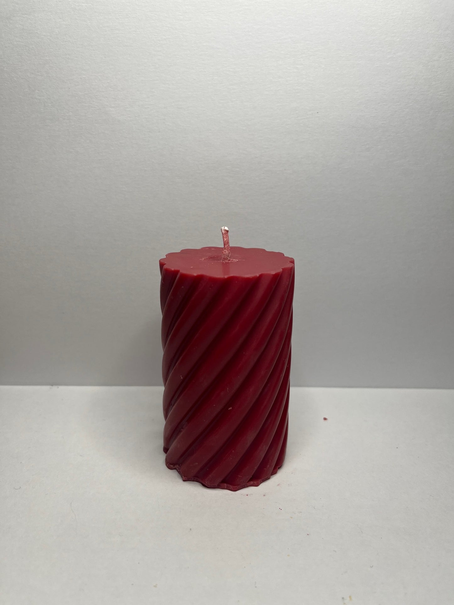 Island Sangria- Handcrafted 4 oz red Soy Spiral Pillar Candle (Scented) CD-0010-JMC