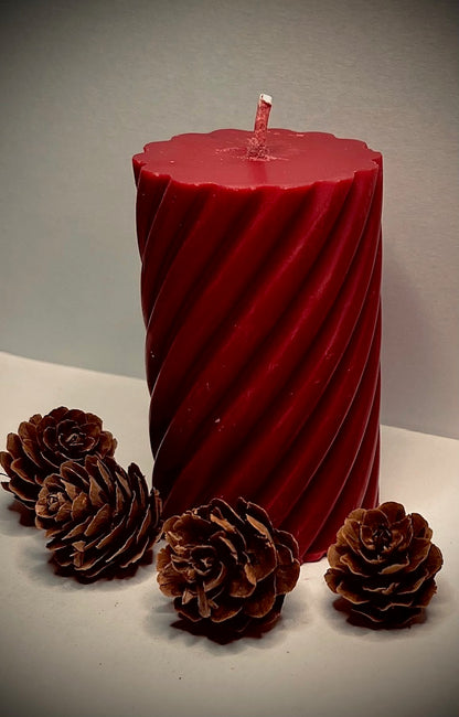 Woodland Berries - Handcrafted 4oz red soy spiral pillar candle (scented) CD-0009-BER