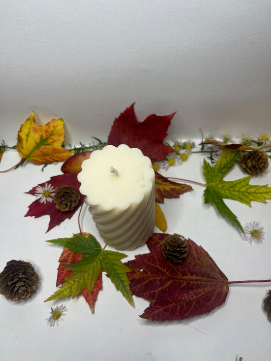 Mint Chocolate Cupcake- Handcrafted 4 oz. White soy Spiral Pillar Candle (scented) CD-0008-MCC