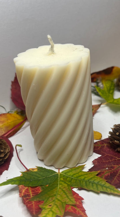 Frosted Forest- Handcrafted 4 oz White soy Spiral Pillar Candle (Scented) CD-0006-PEP